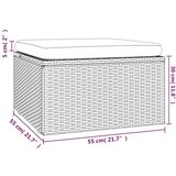 vidaXL Vrtni stolček za noge z blazino siv 55x55x30 cm poli ratan | Shoptok.si