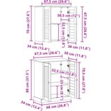 vidaXL Set namještaja za kupaonicu 2 pcs Smeđa 67.5 x 34 x 80 cm | shoptok.hr