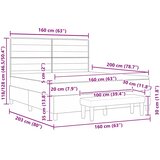  s opruga kutije Tamno siva 200 x 160 cm tkanina | shoptok.hr