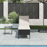  Ležaljka s jastukom crna 55x200x44 cm poli ratan | shoptok.hr
