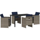 vidaXL 5-dijelni vrtni set za objedovanje s jastučićima sivi poliratan | shoptok.hr