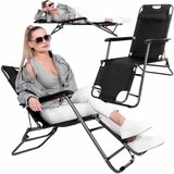 springos sklopiva vrtna ležaljka s naslonom za glavu, crna | shoptok.hr