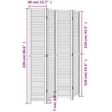  Sobna pregrada s 4 panela retro bijela od masivnog drva paulovnije | shoptok.hr