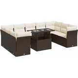 Maison Chic Seti vrtnega pohištva - Vrtna garnitura - Vrtni pohištvo set 10-delna z blazinami rjava poli ratan, (21811616) | Shoptok.si