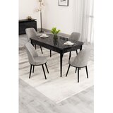 Hanah home trpezarijski set Nix, sto na razvlačenje i 4 stolice, ploča u dekoru crnog mermera, siva tkanina Babyface | Eponuda.com
