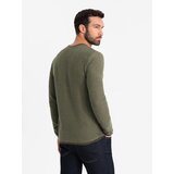 Ombre Men's knitted sweater with structured dots - olive | Eponuda.ba