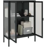  Komoda crna 75 x 35 x 105 cm od stakla i čelika | shoptok.hr