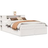 vidaXL Posteljni okvir brez vzmetnice bel 135x190 cm trdna borovina | Shoptok.si