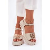 VINCEZA Women's Leather Sandals With Golden Detail | Shoptok.si