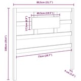  Uzglavlje za krevet sivo 80,5 x 4 x 100 cm od masivne borovine | shoptok.hr