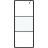 Pregrada za tuš crna 80 x 195 cm s napola mutnim staklom ESG | shoptok.hr