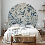  Okrugla fototapeta - Delicate botanical motif with blue leaves 140x140 | shoptok.hr