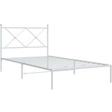 vidaXL Kovinski posteljni okvir z vzglavjem bel 107x203 cm, (21152044) | Shoptok.si