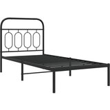  The Living Store Kovinski posteljni okvir z vzglavjem črn 90x190 cm - Posteljni Okvir, (21496254) | Shoptok.si