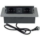 mitea electric grafitna popup nameštajska priključnica dvostruka + usb tip-a+tip-c 5V 2.1A 10W ME-PN-1212-USB/GR-2 1.5m 16A 250V-3600W 3x1.5mm2