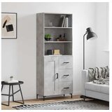 vidaXL Visoka komoda siva betona 69 5x34x180 cm od konstruiranog drva | shoptok.hr