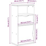  Bočni ormarić s ladicom ODDA 40x24x79 cm puno drvo bor Slike