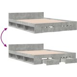  Posteljni okvir s predali betonsko siv 135x190cm inženirski les | Shoptok.si