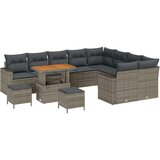  12-delni vrtni kavč set z blazinami siva poly rattan akacija Cene