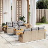Maison Chic Seti vrtnega pohištva - Vrtna garnitura - Vrtni pohištvo set 7-delna z blazinami bež poli ratan, (21803211) | Shoptok.si