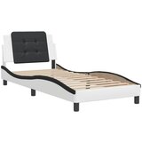  The Living Store Posteljni okvir z vzglavjem bel in črn 90x190 cm umetno usnje - Posteljni Okvir, (21500868) | Shoptok.si
