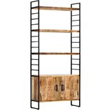 Police Knjižna omara 4-nadstropna 80x30x180 cm robusten mangov les | Shoptok.si