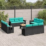  Vrtni set s jastucima, 13 dijelova, crni poliratan | shoptok.hr