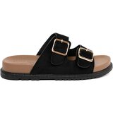Shelvt Black women's flip-flops with gold buckles Cijene