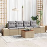 vidaXL 5-dijelni vrtni kauč set s jastucima Bež Poli ratanski Acacia | shoptok.hr