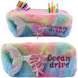  Plush pencil case with mermaid tail, sequins, pastel colors | shoptok.hr