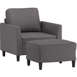  Fotelj s stolčkom za noge siv 60 cm umetno usnje | Shoptok.si