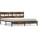 Metalni Kovinski posteljni okvir brez vzmetnice dimljen hrast 200x200cm, (21609368) | Shoptok.si