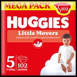 Huggies Little Movers Otvorene pelene Box, (5), 11-25kg, 102 komada Cene