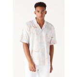 AC&Co / Altınyıldız Classics Men's Beige-brown Oversized Loose Cut Cuban Collar 100% Cotton Printed Short Sleeve Shirt. Cene