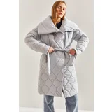 Bianco Lucci Women's Metal Button Quilted Oversize Puffer Coat