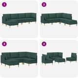  Set namještaja za dnevni boravak 5 pcs Tamnozelena Tkanina | shoptok.hr