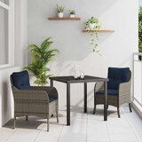 vidaXL Vrtni set za objed s jastukom 3 pcs Siva poliratan - Za 2 osobe 80 cm | shoptok.hr