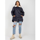 Fashion Hunters Dark blue quilted jacket with fur Cene