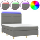  Krevet box spring s madracem LED tamnosivi 140x190 cm tkanina | shoptok.hr
