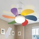 stropni ventilator z belo osvetlitvijo, daljincem, tih, s časovnikom, 6 lopatic, za spalnico, (22149654)