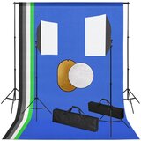 vidaXL foto studijski komplet s svetilkami, ozadjem in odbojnikom | Shoptok.si