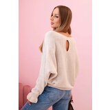 Kesi Włoski Women's mohair sweater with ruffled sleeves and a back cutout beige | Shoptok.si