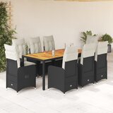 vidaXL 9-dijelni vrtni bistro set od poliratana s jastucima crni | shoptok.hr