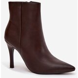 Boto Heated Women's Ankle Boots On Heel Eco Leather Chocolate Nolisse | shoptok.hr