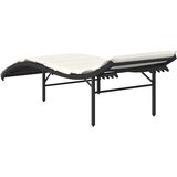  Ležaljka za sunčanje s jastukom crna 55 x 199 x 50 cm poliratan | shoptok.hr