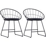 Maison Chic Jedilni stoli - Vzorci stoli s sedeži iz umetnega usnja 2 kosa črno jeklo A1447, (22031232) | Shoptok.si