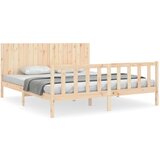 Maison Chic Posteljni Okvir - Dvoposteljna postelja z vzglavjem trden les, (22080607) | Shoptok.si