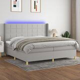 Maison Chic Box spring postelja - Vzmetna postelja z vzmetnico LED sv. siva 200x200 cm blago SL2586, (21902135) | Shoptok.si