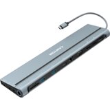 Canyon 14 in 1 hub, with Type C female *2,Type C male *1:max 10Gbps,USBA*3:max 10Gbps,DP*1，VGA*1,SD card slot*1,TF card slot*1,Audio 3.5 audio*1,HDMI*2,RJ45*1,cable length 0.20m,Aluminum alloy housing,76*22.5*301mm,Dark grey | Eponuda.ba