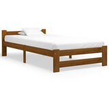 vidaXL Posteljni okvir medeno rjav iz trdne borovine 100x200 cm, (20643268) | Shoptok.si